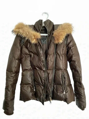 Bod & Christensen Brown Puffer Jacket with Fur Trim